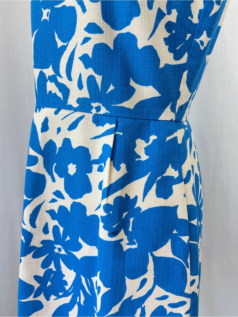 J. Crew Blue Ivory Floral Print Sleeveless Cotton Shift Dress Wedding Guest Sz 6 - Picture 10 of 17